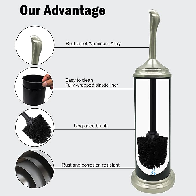 Vince Camuto Toilet Bowl Brush with Holder, Durable Bathroom Cleaning Tool, Modern Design for Easy Toilet Maintenance, Bathroom Cleaner Brush for Efficient Cleaning and Hygiene