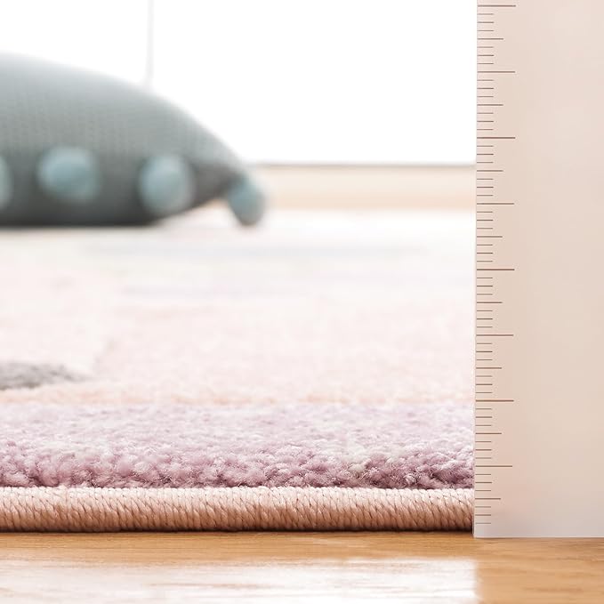 SAFAVIEH Carousel Kids Collection Area Rug - 6'7" Round, Blush Pink, Animal Design, Easy Care & Non-Shedding, Ideal for High Traffic Areas for Boys & Girls in Playroom, Nursery (CRK120U-7R)