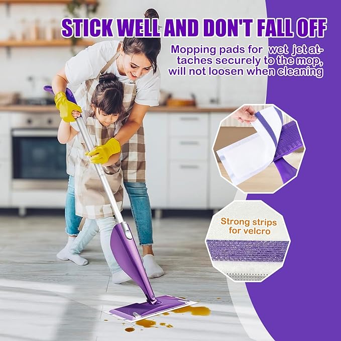 Mop Pad Refill Compatible with WetJet Spray Mop, Wet Jet Mopping Pads for All Purpose Multi Surface Hardwood Floor Cleaning, 4 Layers Thickened and Super Absorbent, 80 Count