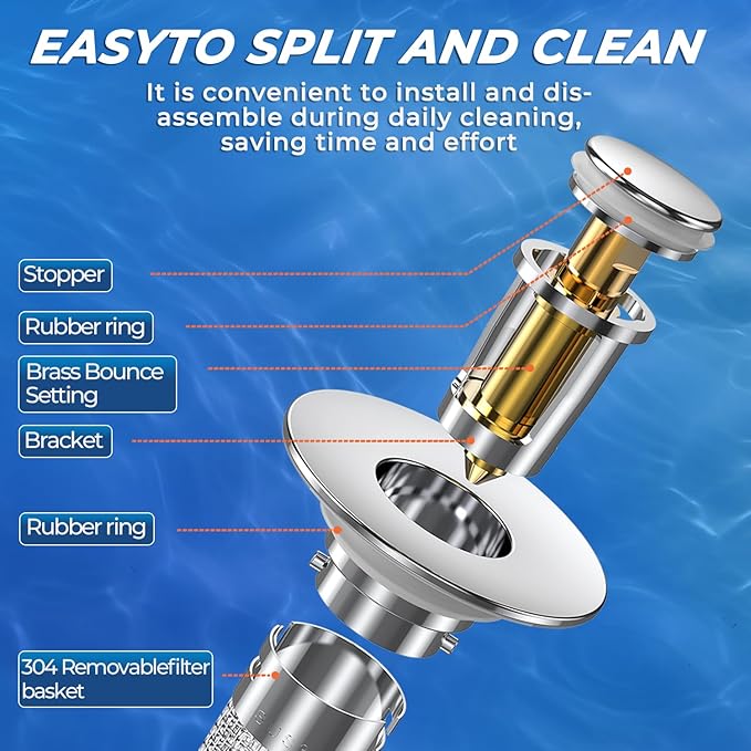 Sink Stopper Hair Catcher,(2PCS) Pop-up Sink Drain Strainer with Removable Stainless Steel Strainer Basket Hair Catcher, Bathroom Sink Strainer for Bathroom Sink Stopper Replacement