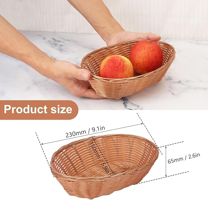 Oval Wicker Baskets - Bulk, 27 Pack, Bread & Gift Baskets, Durable, Home & Restaurant Use