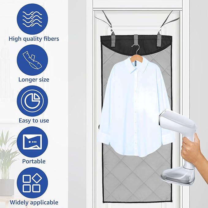 Over-The-Door Steamer Pad, Portable Vertical Ironing & Pressing Board, Ideal for Home & Travel Use, 45.27x18.89in, Convenient & Space-Saving Clothes Steamer