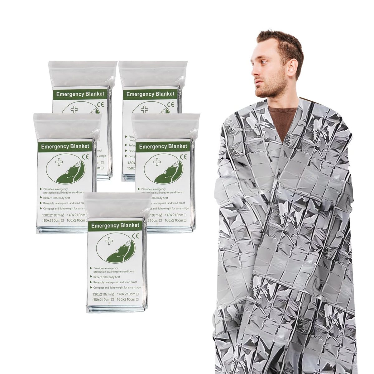 Titan Shield Emergency Survival Blanket 5-Pack - Mylar - Image 1