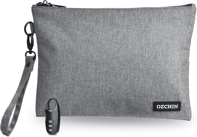 OZCHIN Smell Proof Bag Travel Storage Case Activated Charcoal Pouches Durable Odorless Medicine Organizer (Grey, 11 x 8 inches)