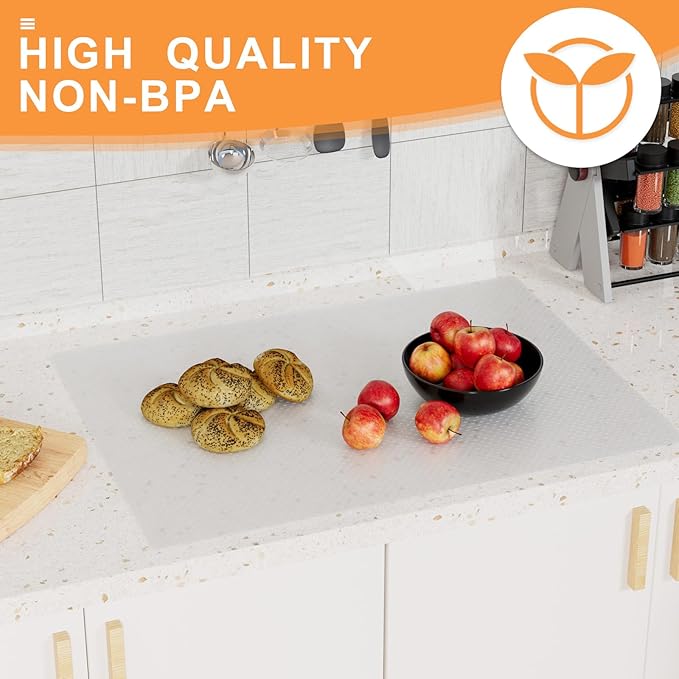 FLPMIX Clear Shelf Liners for Kitchen Cabinets - 11 Inch Width Easy to Cut Non-Adhesive Drawer Liner - Waterproof Pantry Liner for Refrigerator 11 × 240 Inch