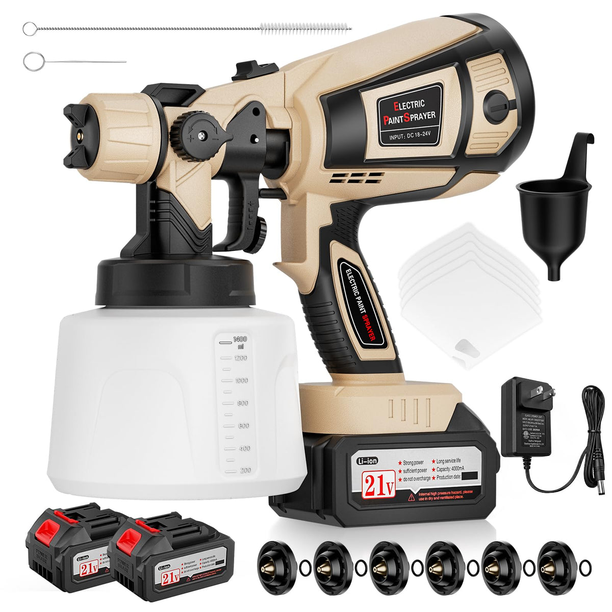 Cordless Paint Sprayer with Dual 4.0Ah Battery, Electric | Home Repair - Image 1