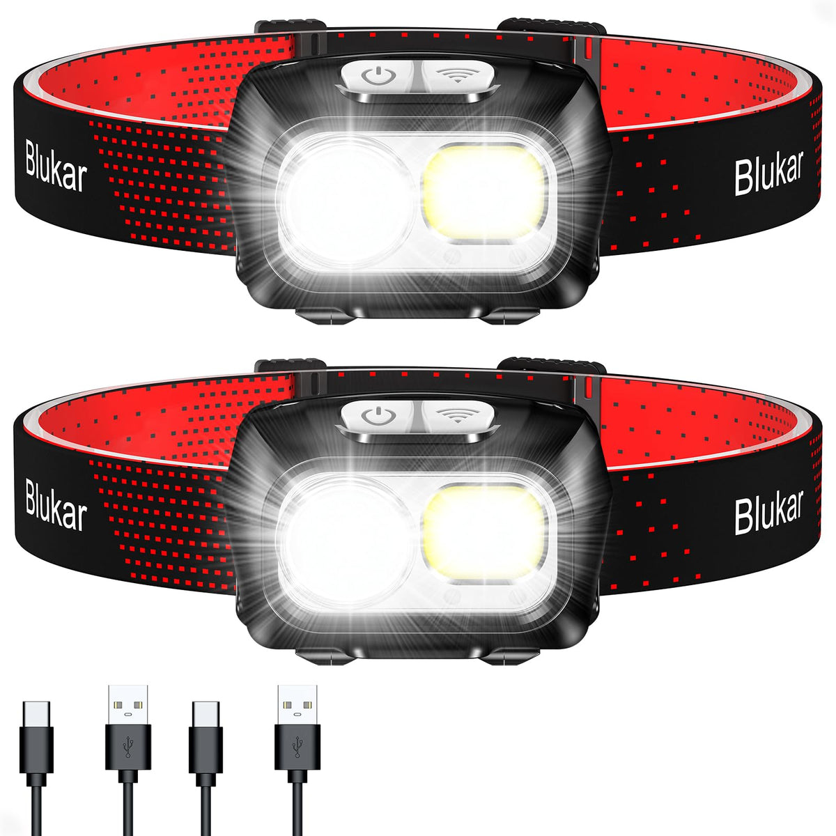 Blukar LED Headlamp Rechargeable, 2000L Super Bright Headlight - Image 1