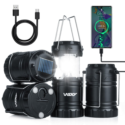 Wsky Solar Camping Lantern 4-Pack - Rechargeable LED - Image 1