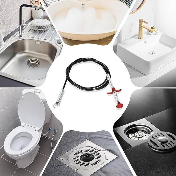 Drain Snake,76 inch Flexible Grabber Claw Pick Up Reacher Tool,Drain Clog Remover - Gutter Cleaning Tools for Home Sink, Bathroom Tub,Drain, Toilet, Tight Spaces