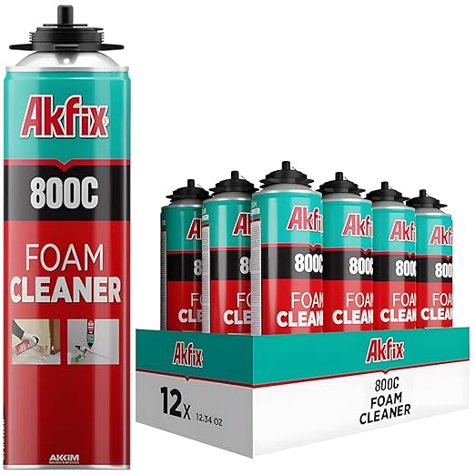 Akfix 800C Gun Cleaner (12x12.3 oz.) – Solvent-Based Spray for Removing Uncured Polyurethane Foam, Cleans Valves & Adapters, Prevents Clogging, Maintains Tool Performance | 12.3 oz. 12 Pack
