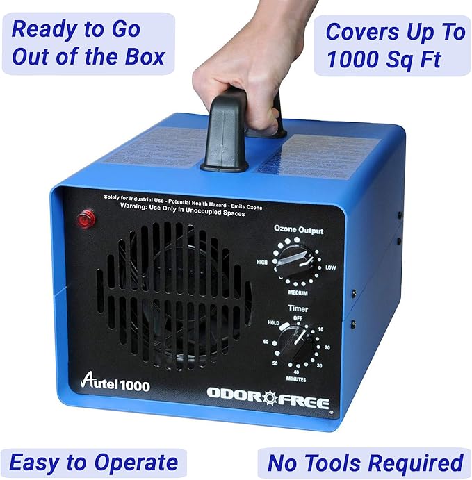 Autel 1000 Ozone Machine Odor Removal for Eliminating Smells and Permanently Removing Pet, Car and Musty Odors - Ozone Generator for Autos, Hotels and Small Spaces With Short Treatment Times