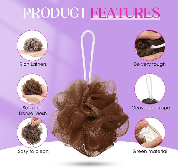 Sunnyray 100 Pcs Loofahs Bulk Bath Sponge Shower Luffas Exfoliating Body Scrubber Packs Soft Mesh Loofahs Balls Travel Cleaning Wash Puff Bathing Accessories for Women Men, 20g (Multicolor)