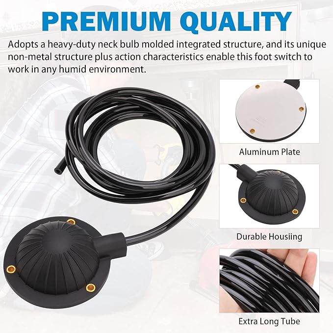 Air Foot Pedal, FEITON Air Foot Pedal Switch for Air- activated Drain Cleaning Machines, with 8' Long Hose for Ridgid K-400, K-380, K-3800, K750, K-7500, General, Spartan, Electric Eel, Trojan