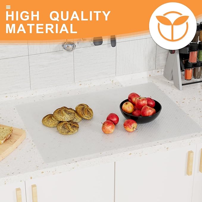 FLPMIX Clear Cabinet Shelf Liner: 23" x 300" Waterproof Kitchen Under Sink Mat - Easy to Cut Translucent Large Cupboard Drawer Liner for Pantry Shelves Bathroom