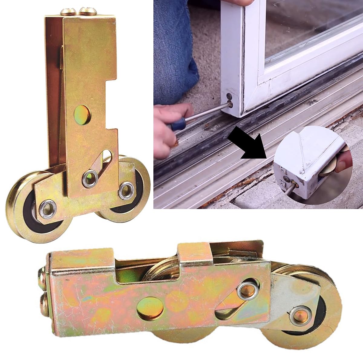 2 Pack Sliding Patio Door 1-1/4 Inch Tandem Roller Assembly - Image 1