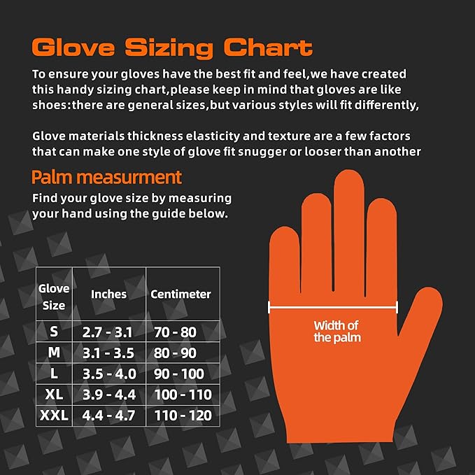 TREEGO 10 Mil Orange Nitrile Gloves Heavy Duty — High-Visibility Diamond Texture Grip, Latex Free Disposable Mechanic Rubber Gloves, XLarge, 100 Count