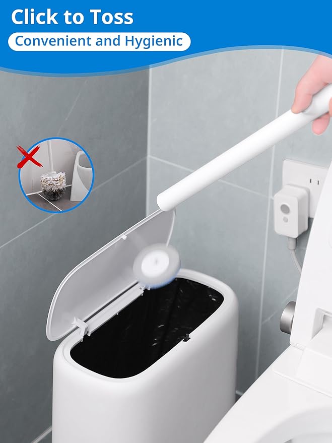 Toilet Cleaner Wand, Disposable Toilet Brush and Holder Set, Toilet Bowl Cleaner Brush, Wall Mounted Toilet Brush Set, Toilet Wand Kit with 12 Refill Heads, Toilet Wand Holder for Home and RV Use