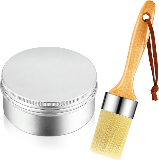 Finishing Wax Furniture Wood Finishing Clear Chalk Paint Waxes Sealing and Painted Brush for Painting Interior Furnitures(3.5 Ounces,White)