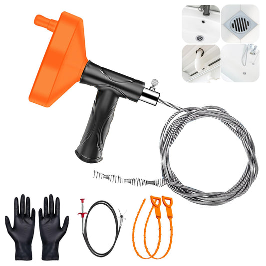 33 Feet Drain Snake Auger, Plumbing Snake Drain Hair Clog Removal Tool, Heavy Duty Toilet Snake Auger, Sink Unclogger Drain Cleaner Tool for Bathroom Kitchen Tub Shower Drain Clog 