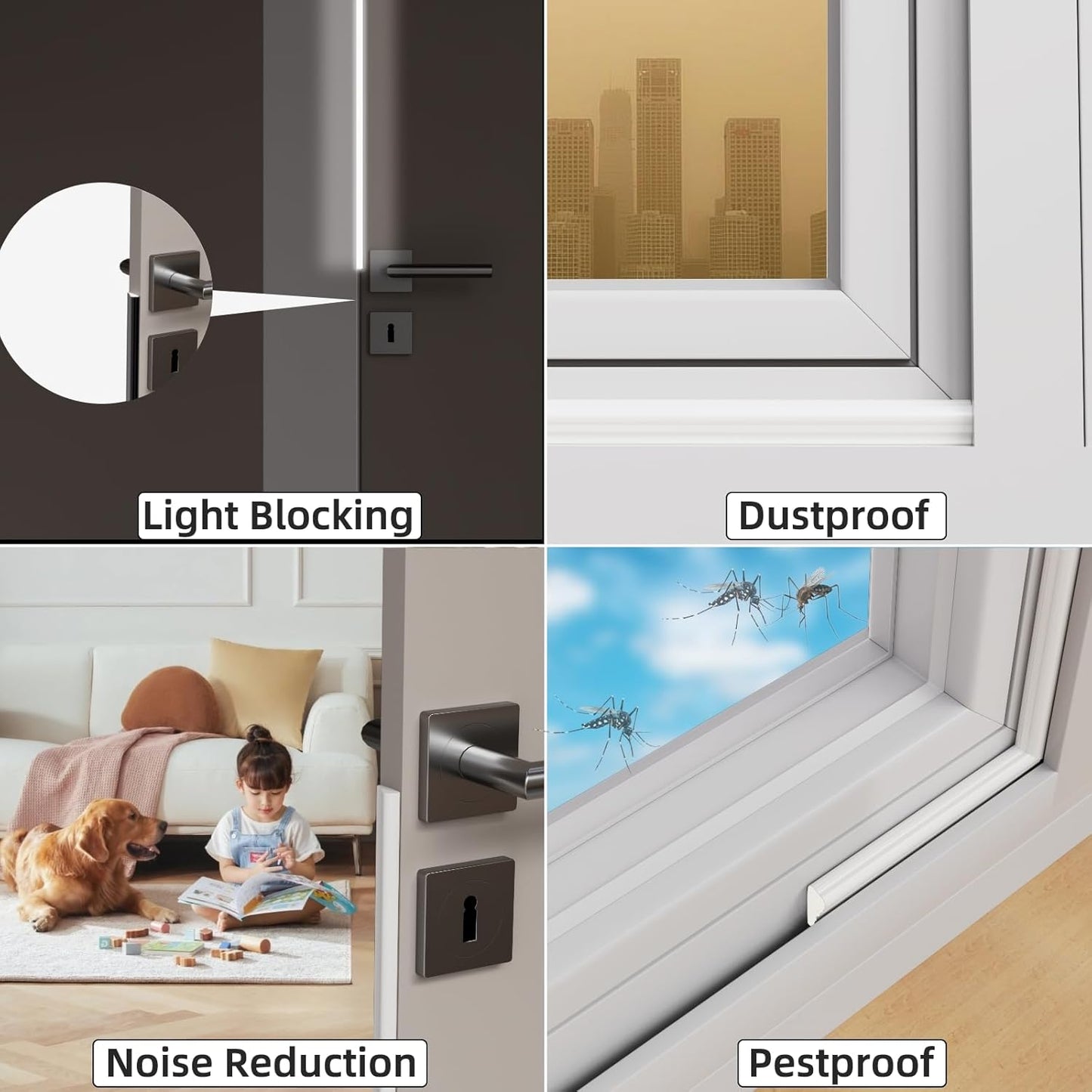 Weather Stripping Door & Window Seal – Self-Adhesive Foam Draft Stopper, Soundproof & Insulating (3-Pack, 16.4FT Each)