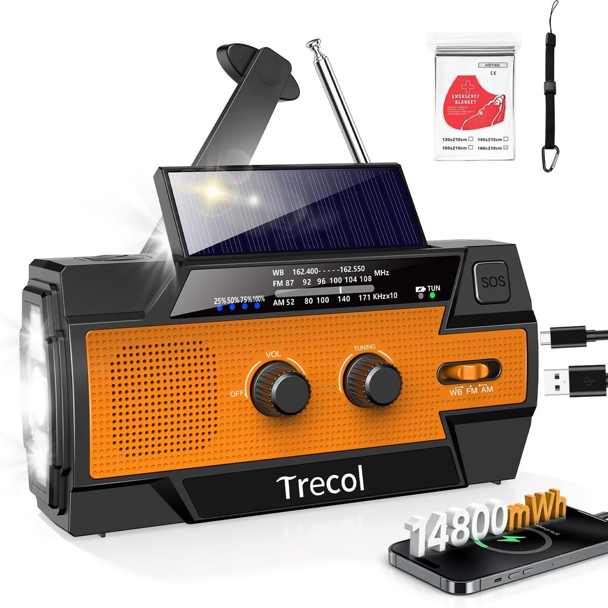 Emergency Radio with Motion Sensor Alarm, NOAA Weather Radio - Image 1
