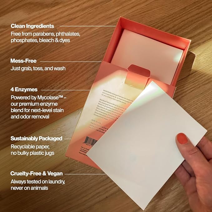 Laundry Detergent Sheets | Enzyme-Powered, Vegan, Paraben-Free | Luxury Scents | Plastic-Free, Eco-Friendly, Travel-Friendly Packaging (100 Loads - 2 Box, GEM)