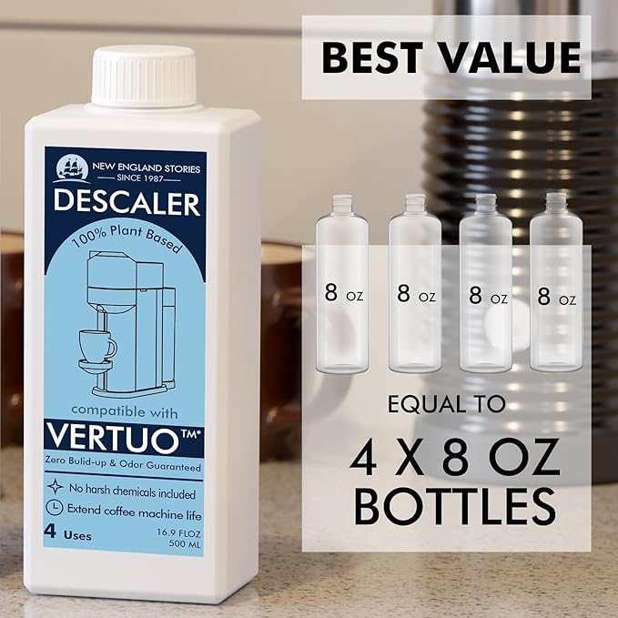 Nespresso Compatible Descaling Solution, 2 Years 8 Total Uses Descaling Kit. Effectively Remove Limescale & Mineral Build-Up. Restore Your Machine's Performance and Extend Lifespan for Perfect Coffee