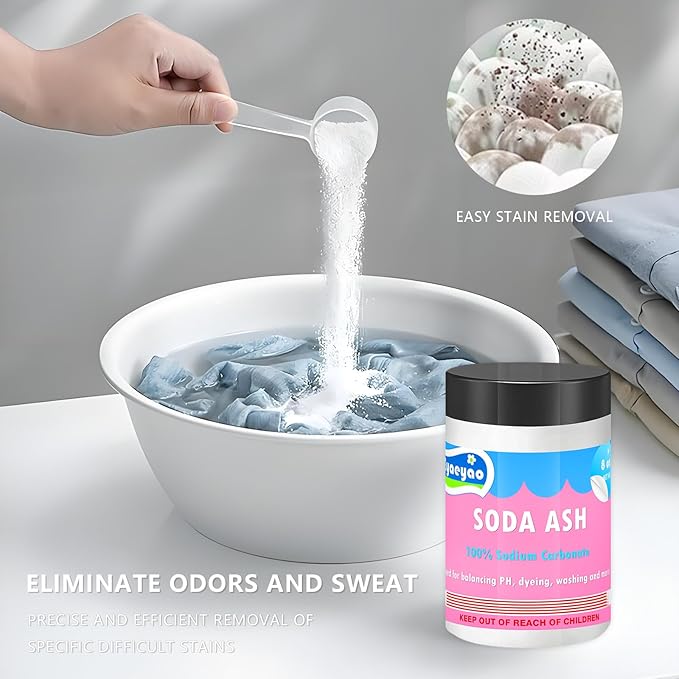 Natural Washing Soda, Sodium Carbonate, Laundry Booster, Soda Ash, Multipurpose Cleaner, Water Softener, Stain Remover (32 Ounces)