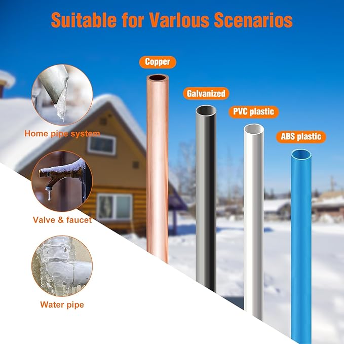 140FT Heat Tape for Water Pipes Roof & Gutter Snow De-Icing Heat Cable 140 feet 5 Watts Per Foot, Water Line Heat Tape Keeps Water Flowing at -40°F 5W/FT, 120V (140FT)