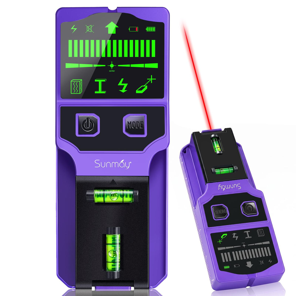 SUNMAY Stud Finder Wall Scanner with Laser Level 7-in-1 - Image 1