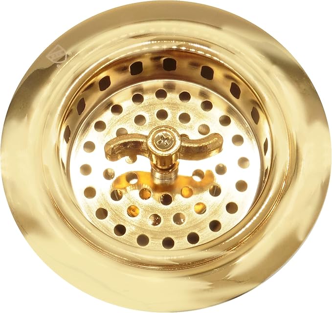 Westbrass Wing Nut Style Large Kitchen Sink Basket Strainer, 2 Pack, Polished Brass, D2135-01