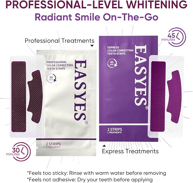 Purple Teeth Whitening Strips, Color Correcting White Kit, Peroxide-Free with Hydroxyapatite, Express & Professional Strips, Enamel Safe for Sensitive Teeth, Tooth Stain Remover (28 Strips)