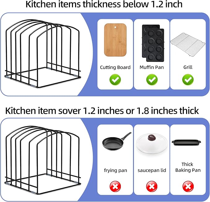 5-Slot Cutting Board Organizer, Bakeware Organizer, and Kitchen Cabinet Organizer for Baking Trays and Cookie Sheets (1pc 5 Slot for two size)