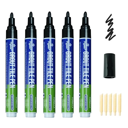 5PCS Grout Tile Pens Gap Repair Pen Wall Grout Restorer Marker Pen for Bathroom Wall Floor Decontamination Seam Repair Pens (Black, 5 PCS)