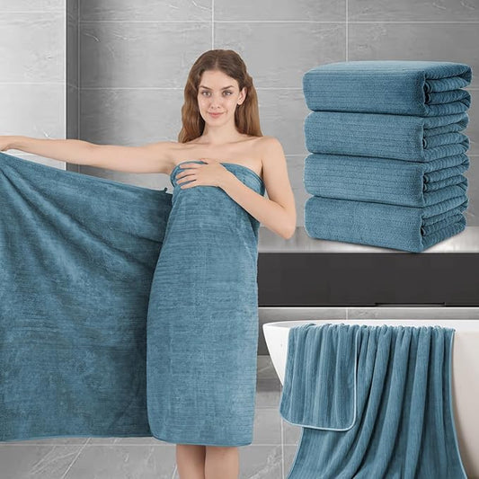 Extra Large Bath Sheet Set of 4,Ultra Soft Fluffy Towel,35”x 70”Oversized Bath Towel Set,Premium Microfiber Bathroom Towel Set Highly Absorbent Quick Dry Shower Towel for Bathroom,Hotel,Spa(Turquoise)