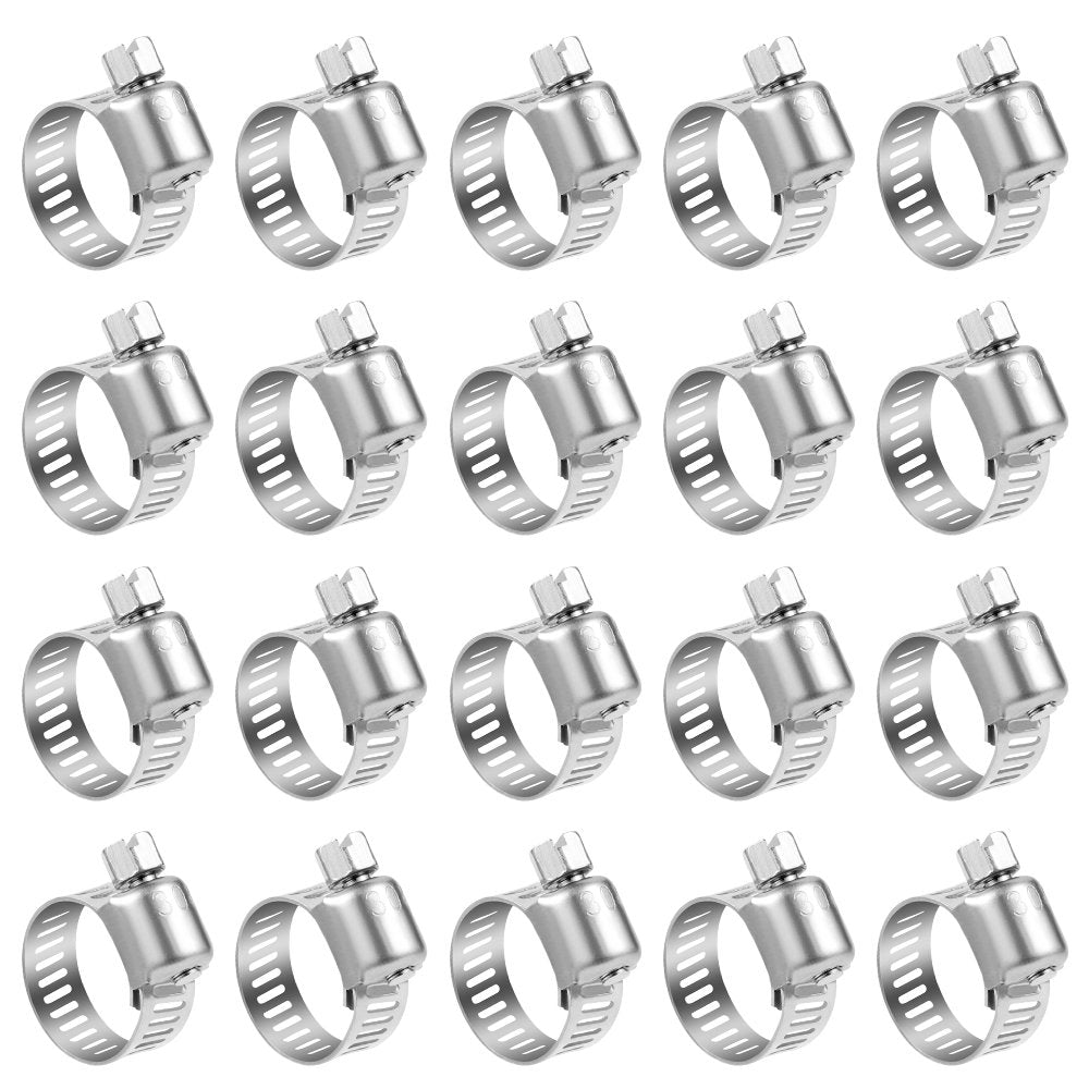 LOKMAN 20 Pack Stainless Steel Hose Clamp Adjustable 1/2'' - Image 1