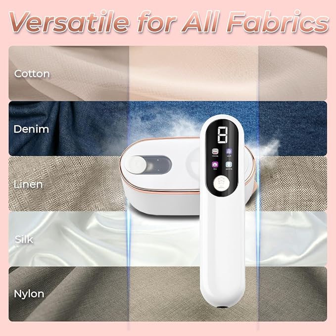 Steamer for Clothes, 1200W Portable Travel Steamer Iron Handheld Garment Wrinkle Remover 15s Heat-up Rotatable Head 110ml Water Tank with Measuring Cup for Home Office Traveling Trips