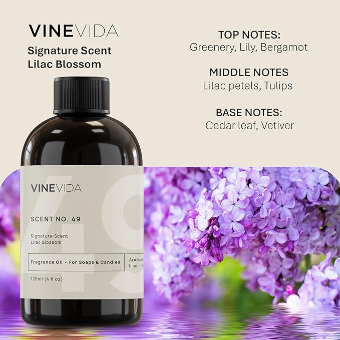 VINEVIDA [4oz] Lilac Blossom Fragrance Oil for Candle Making and Soap Making - Premium Candle Scents for Soy Candles