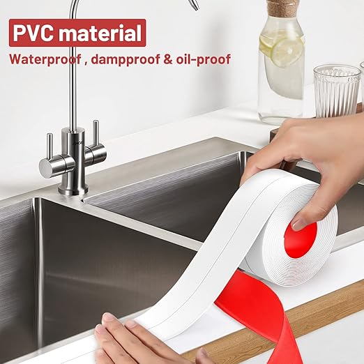 Caulk Tape, 2 Roll Self Adhesive Caulk Strip Waterproof, Caulking Sealant Tape for Kitchen, Countertop, Bathroom, Sink, Shower, Bathtub, Toilet Edge Protector with Sealing Tool (1.5" x 10.5Ft)