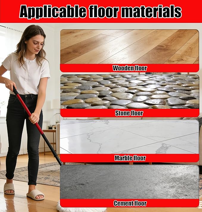 4Pcs Spin Mop Replacement Heads,Mop Replace Head Compatible with Ocedar Easywring 1-Tank System,Machine Washable & Easy to Replace.Including 2 Spin mop Replacement Heads, 1 Brush Head and 1 Base