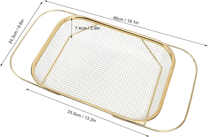 Over The Sink Colander, Rectangle Stainless Steel Over The Sink Strainer Basket For Kitchen Sink with Handles Fine Mesh Expandable Handy Kitchen Tool Kitchen Essentials (Gold)