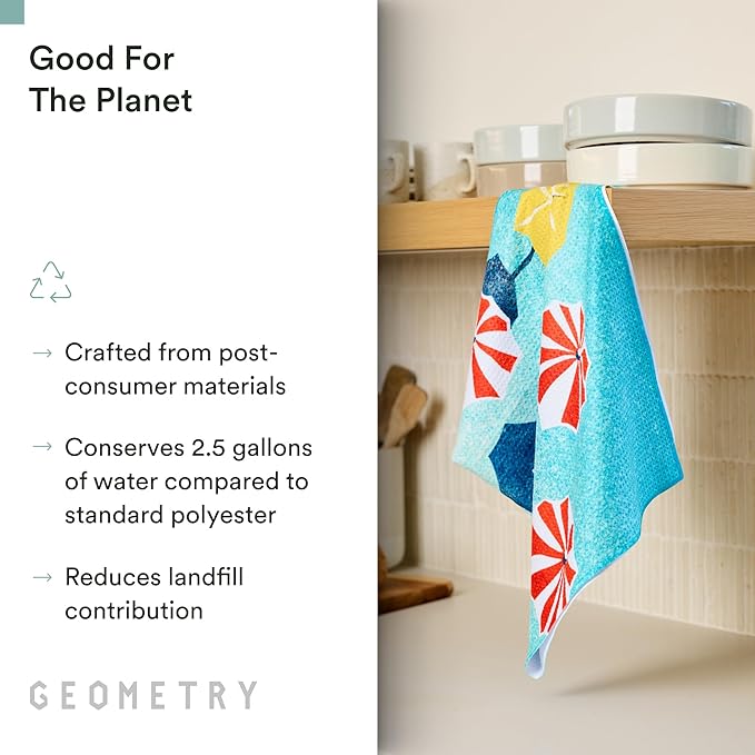 GEOMETRY Spring Kitchen Towels - Quick Dry Microfiber Cloth Spring & Summer Dish Towels for Kitchen Drying - Premium Quick Dry Towel - Daisy Delight, 18" x 30" - 1-Pack