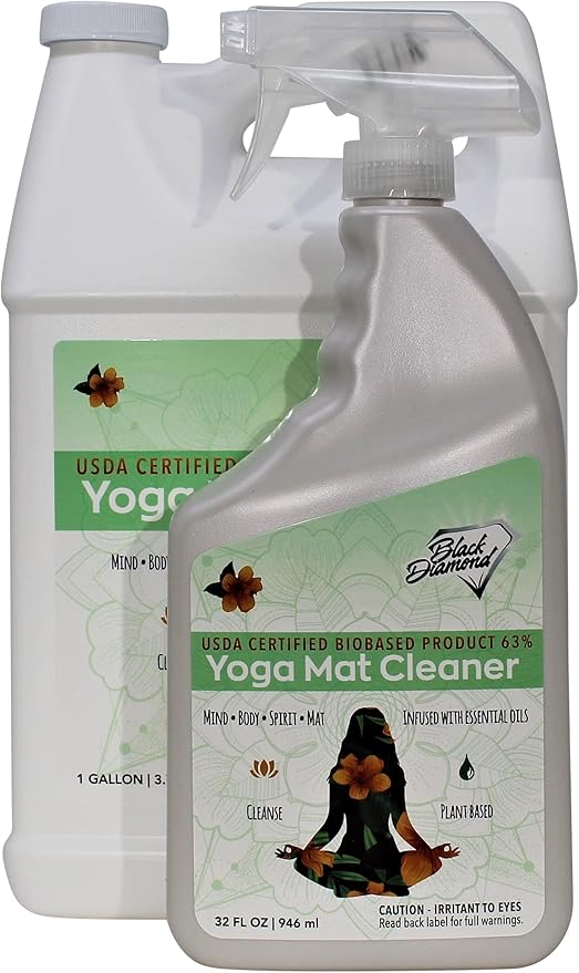 Black Diamond Stoneworks Yoga Mat Spray Cleaner: USDA Certified BIOBASED- Essential Oils, Safe for All Type of Materials, Exercise, Pilates, or Workout Mats. (1 quart/1 gallon)