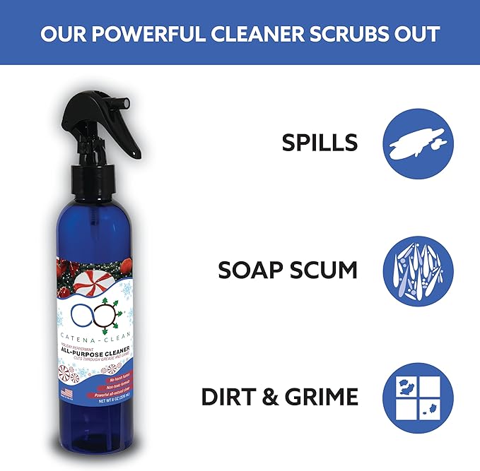 Natural Peppermint Bathroom Cleaner (6 Pack, 8 fl. oz each, 48 fl. oz total)– Refreshing, Fast-Acting, All-Purpose Spray for Toilet, Shower, & Sink – Descaler, Limescale, Grime, & Soap Scum Remover