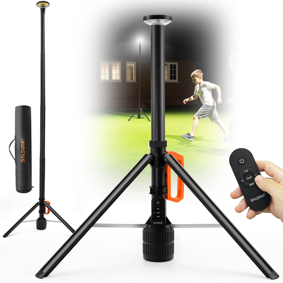 360° Rechargeable Work Light with Remote &Telescopic Stand - Image 1