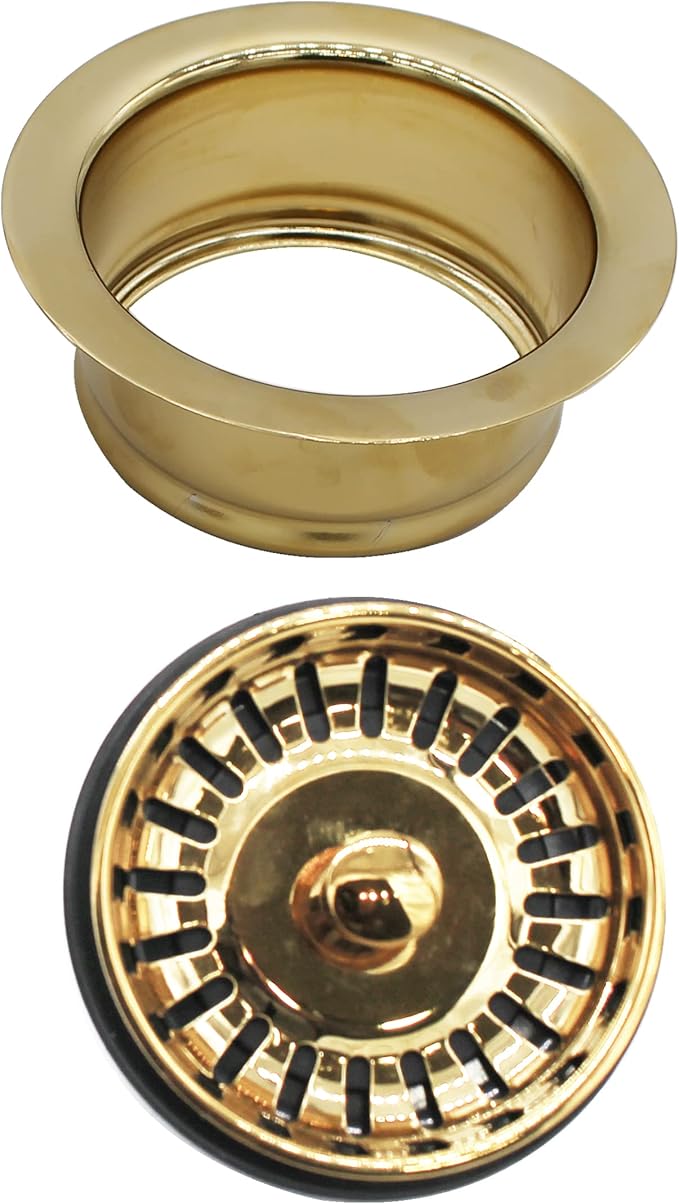 Westbrass D2089SEV-01 3-1/2" Kitchen Sink Waste Disposal Drain Flange and Basket Strainer, Polished Brass