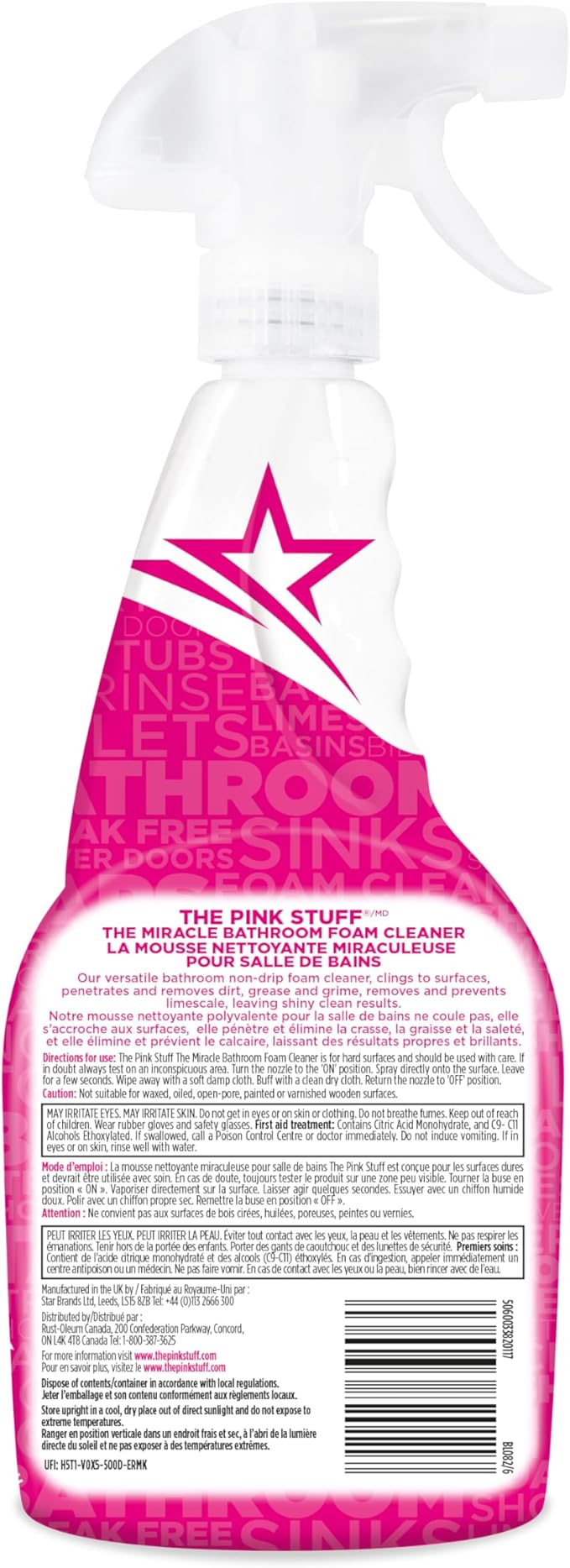 Stardrops - The Pink Stuff - Miracle Bathroom Foam Cleaner 750ml - Baths, Tiles, Soap Scum, Limescale, Streak Free