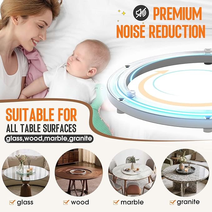 Heavy Duty Lazy Susan Turntable Bearing 12 Inch, 500lbs Capacity Rotating Swivel Plate for Round Table, Heavy Duty Swivel Base for Dining Room Kitchen