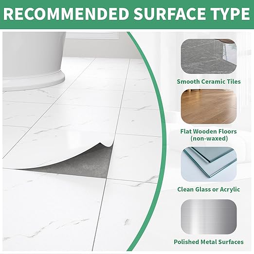 20 Pack Cover 20 Sq.Ft Peel and Stick Floor Tiles, 12” x 12” Self Adhesive Vinyl Flooring Easy DIY Installation for Kitchen, Living Room, Laundry, RV, Matte White Vein Marble