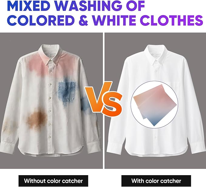 Veuslumen Color Catchers for Laundry - 400 Count Color Absorber Sheets Prevent Color Bleeding & Protect Colors, Lock in Dyes Allow Safe Mixed Washes for All Machines